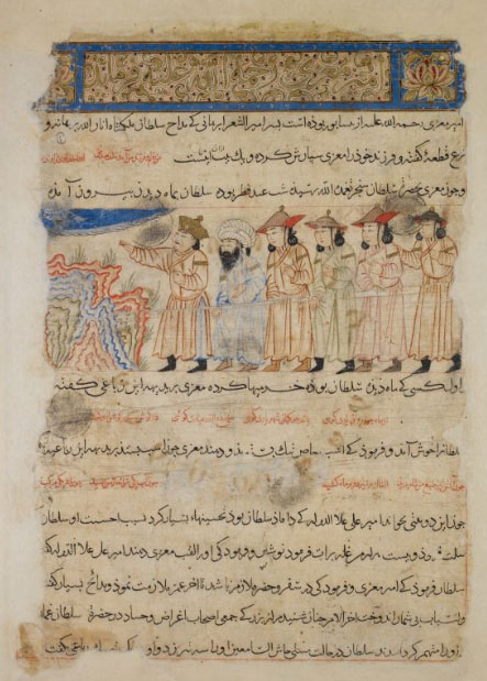 صفحه‌ای از نسخه خطی دیوان امیرمعزی و چند شاعر دیگر در دسترس از طریق سایت موزهٔ بریتانیا